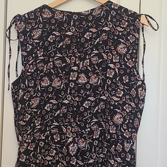 Vince Camuto Floral Maxi Dress Sleeveless Border Detail Black Red Yellow Size 14 - Picture 9 of 13